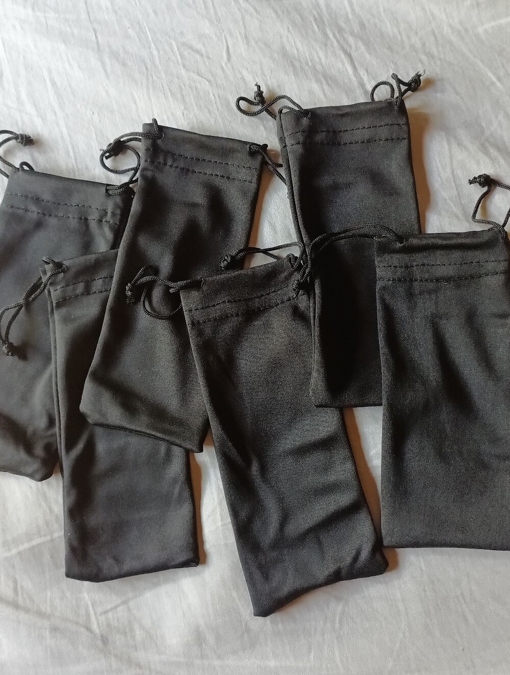 Black Drawstring Microfiber Pouches - Set of 6 Used For Small Items.